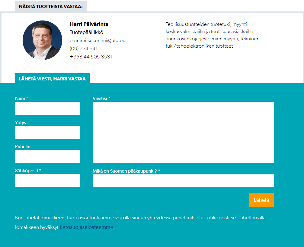 Lomake utu.eu-sivulla