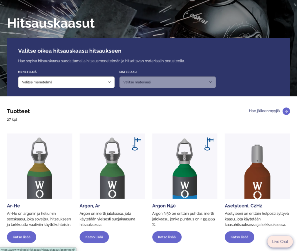 Kuvakaappaus Woikosken verkkosivuilta